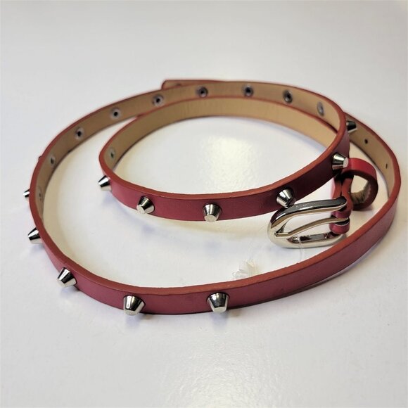 WOMENS Red Studded Long Belt - Picture 2 of 11